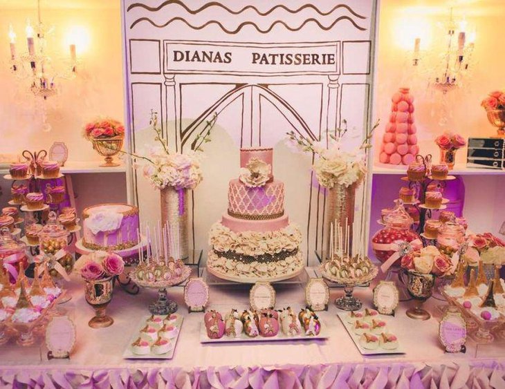A romantic Paris themed sweet 16 table decor