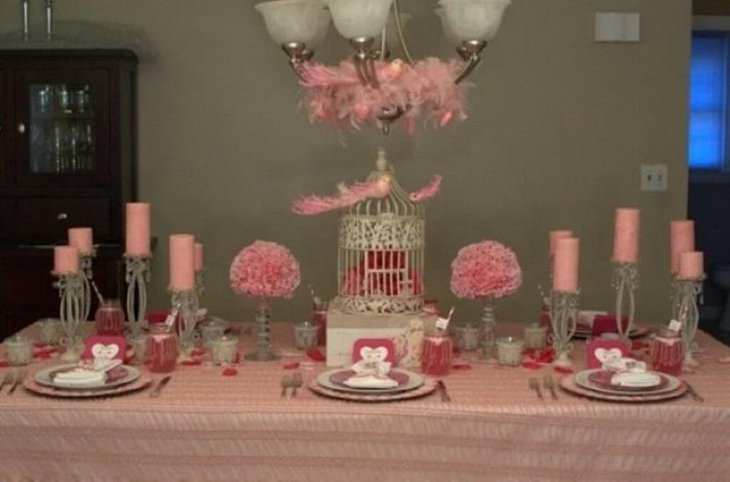 A Soft Pink Setting For Valentine Table
