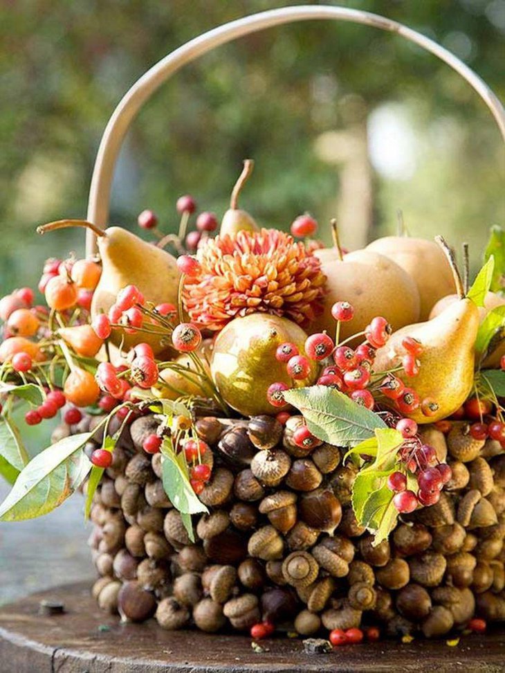 Acorn Basket With Pears and Berries