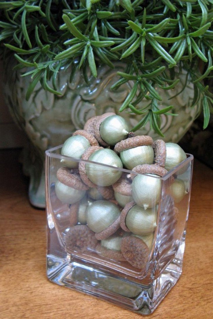 Acorn Glass Table Centerpiece With Plant Pot