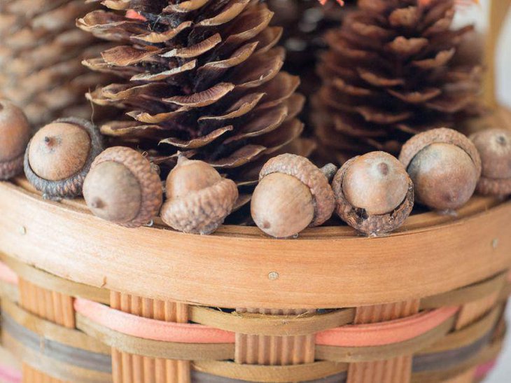 Acorns and Pine Cone Table Centerpiece