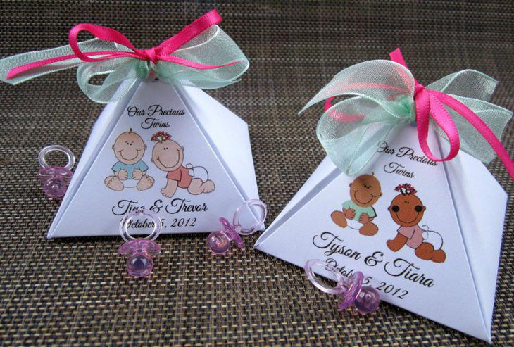 Adorable twin baby shower gift boxes
