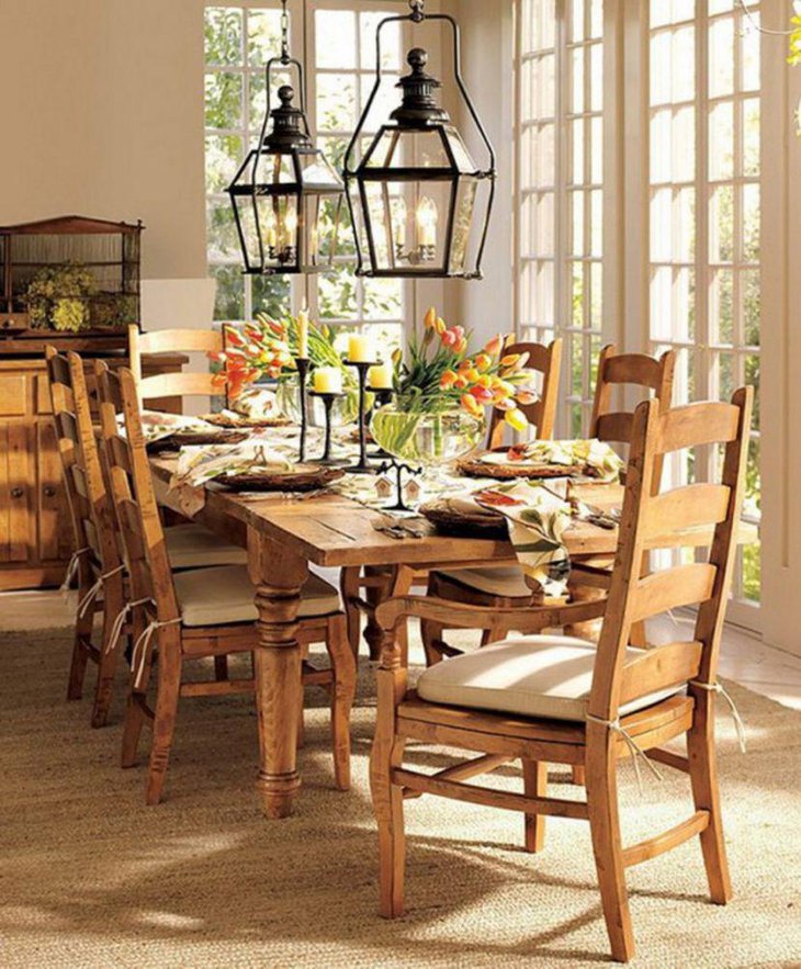 Agreeable rustic table decor for spring dinner