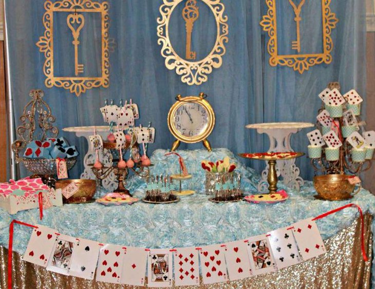 Alice in Wonderland birthday tea party table decor
