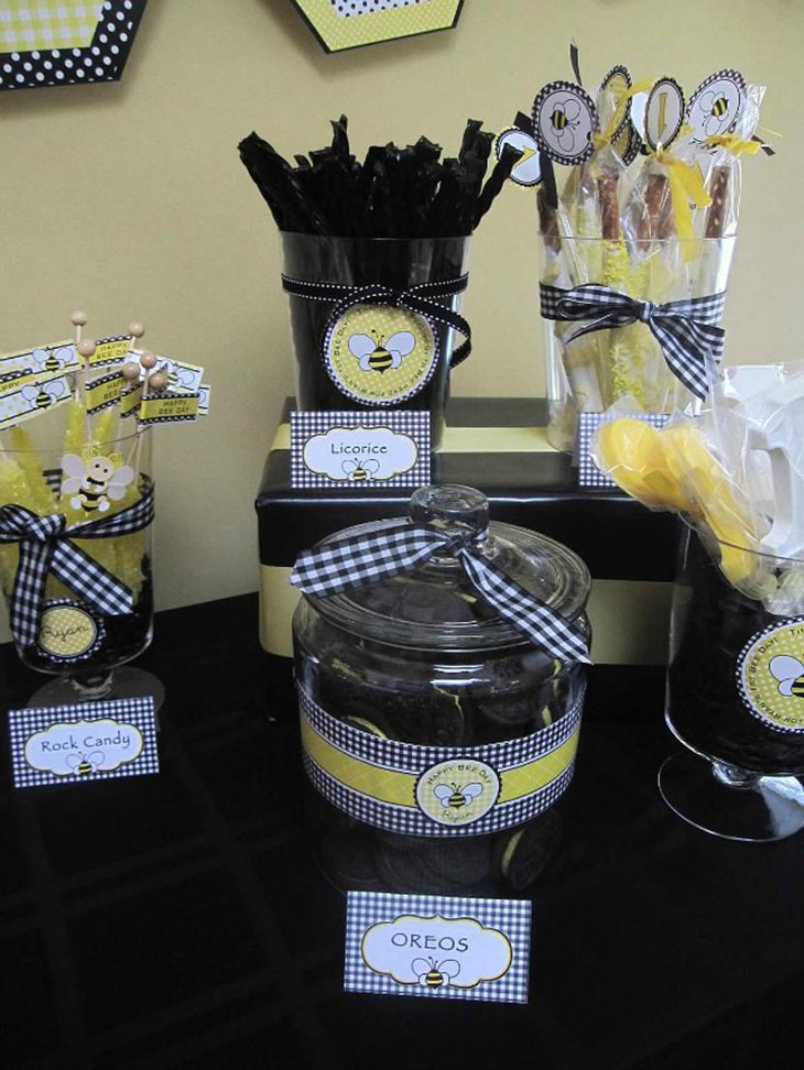 Alluring Bee Themed Baby Shower Candy Table Decorations
