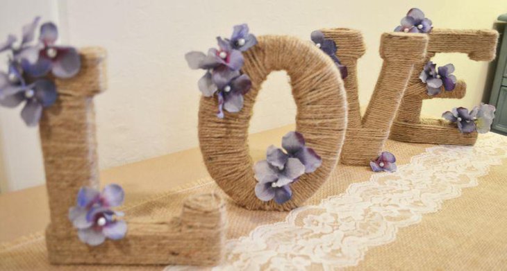 Amazing Rustic Wedding Table Decor With Twine Wrapped Letters