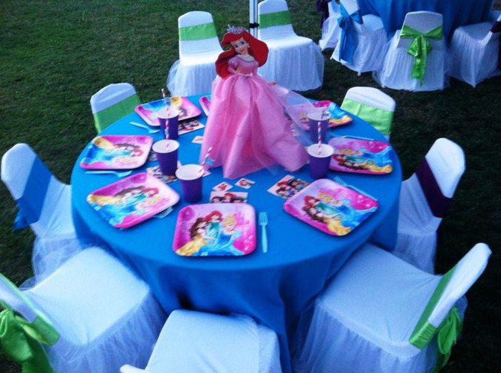 Ariel Princess birthday party table decor