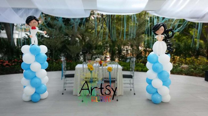 Artistic Bride and Groom Balloon Wedding Centerpiece