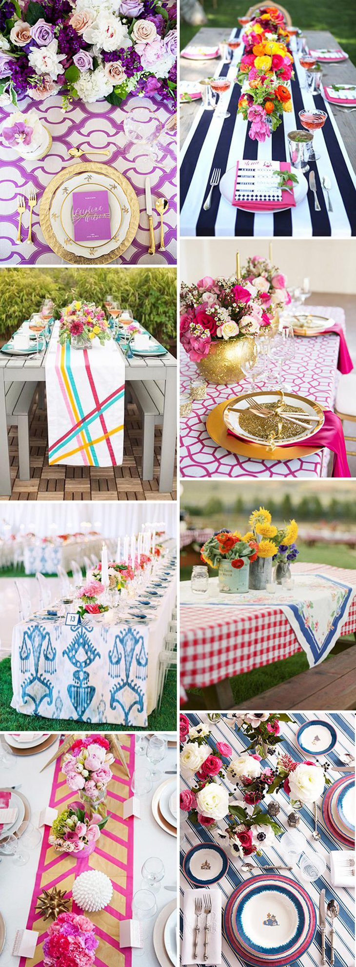 Artistic Bright and Bold Wedding Table Linens
