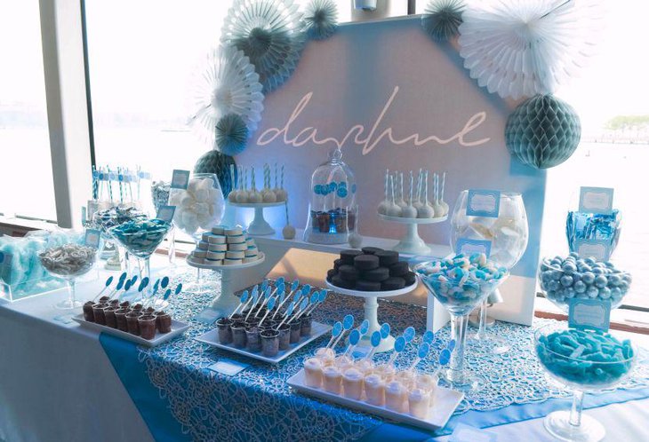 Astonishing blue Christening candy table