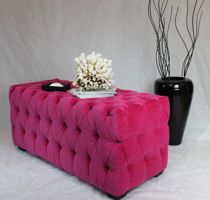 Attractive Pouf Style Ottoman and Coffee Table