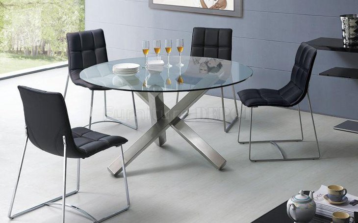 Awesome round glass dining room table with metal legs