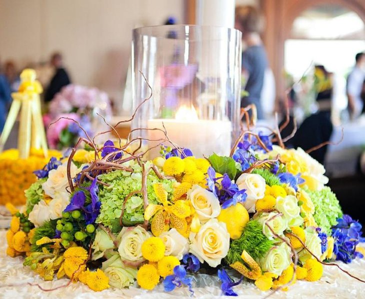 Bahamas Wedding Table Centerpiece yellow centerpiece Stunningly beautiful green