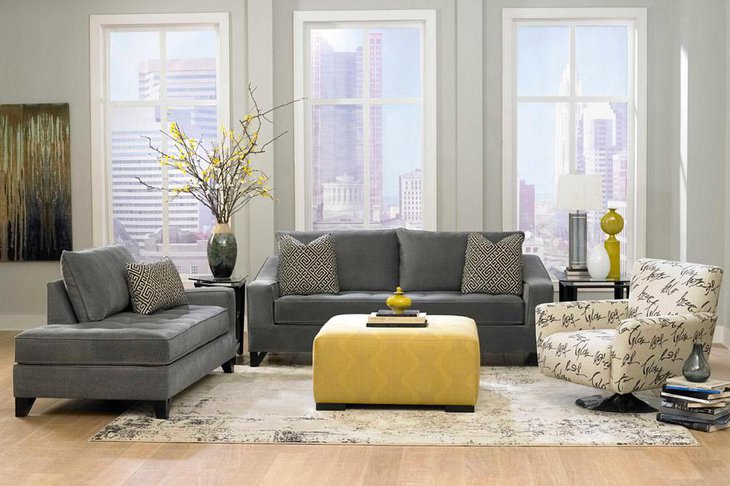 Beauitful Yellow Colored Ottoman and Coffee Table