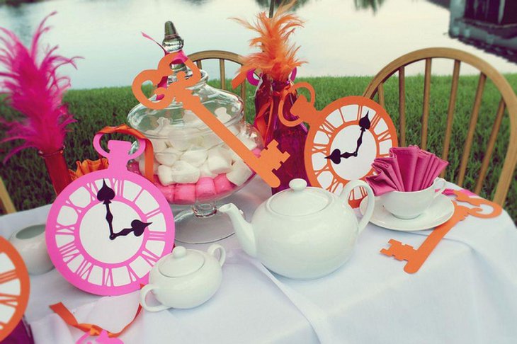 Beautiful Alice in Wonderland tea party table 