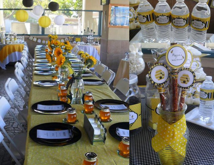 Beautiful Bee Themed Baby Shower Table Set Up