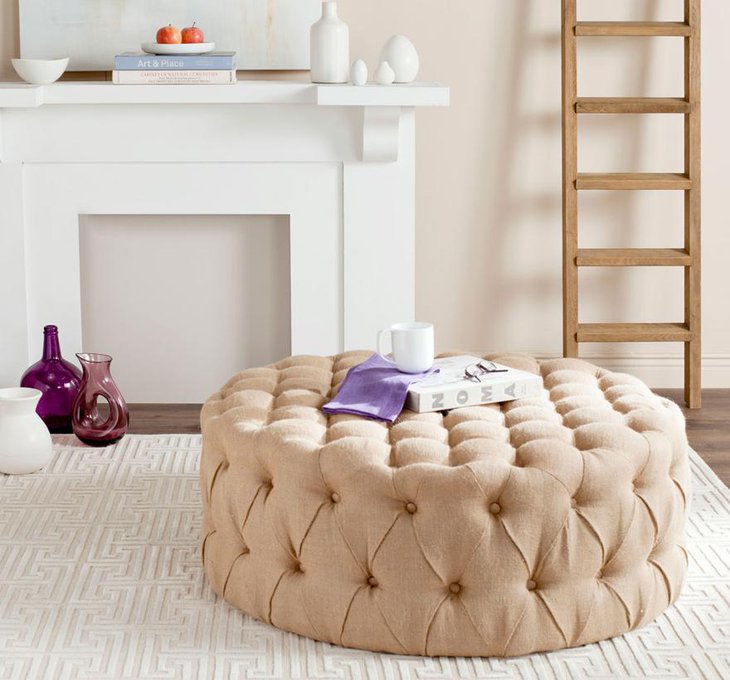 Beautiful Beige Coffee Table and Ottoman