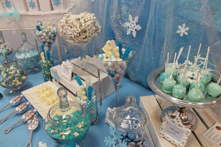 Beautiful blue candy table for office party