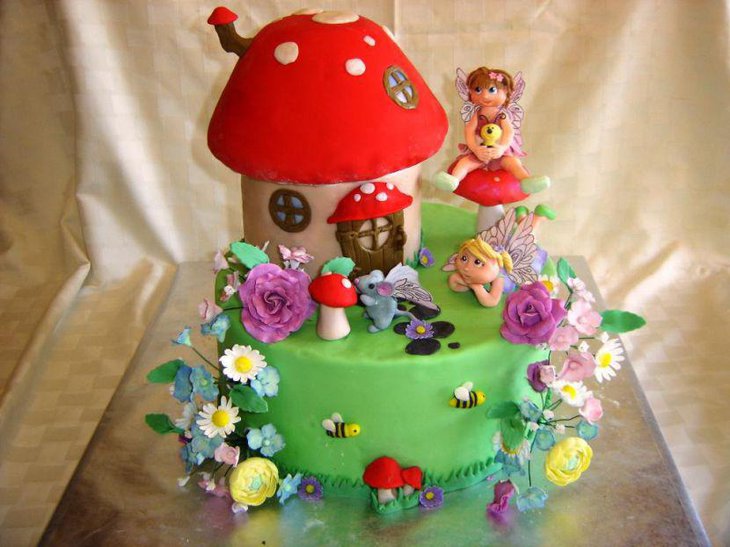 Beautiful fairy birthday cake for girls