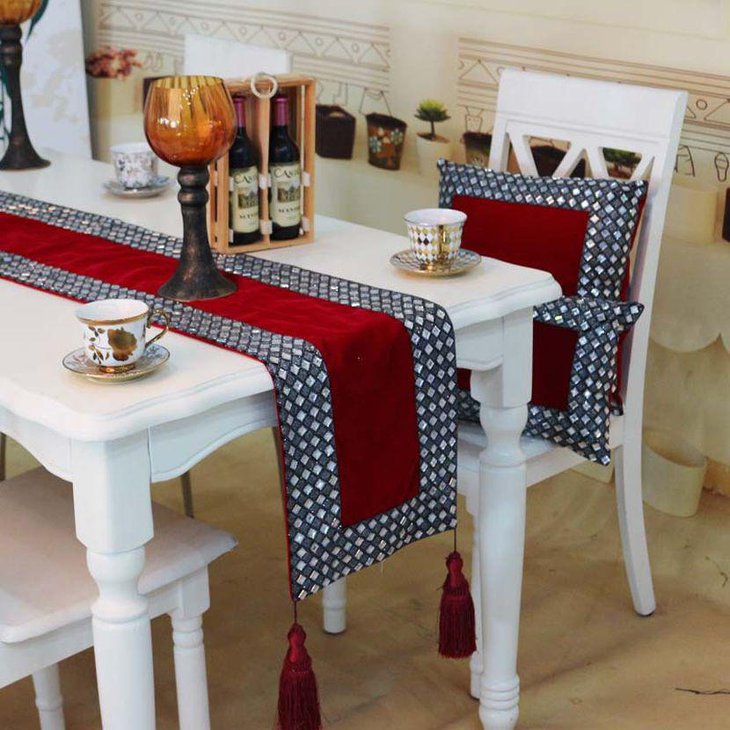 Beautiful Sequin and Red Wedding Table Runner