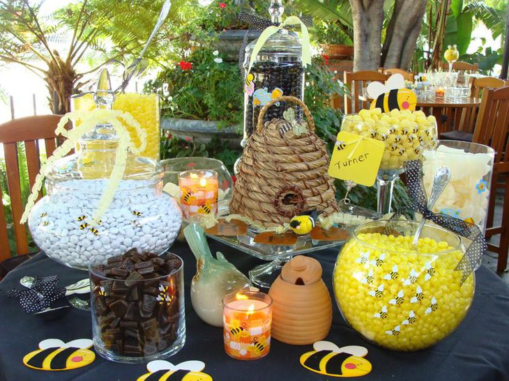 Bee Themed Baby Shower Candy Table Decorations