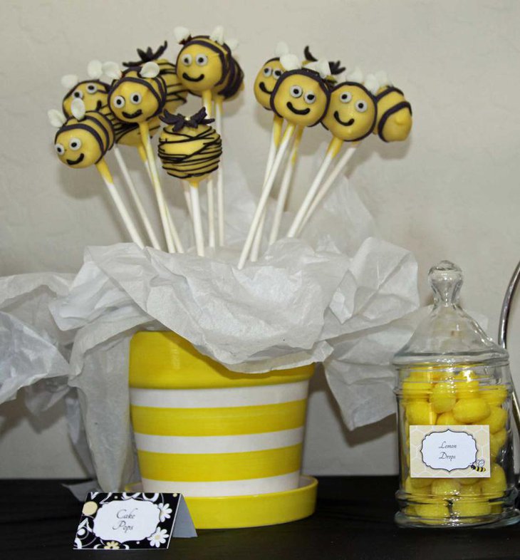 Bee Themed Baby Shower Pops Table Centerpiece