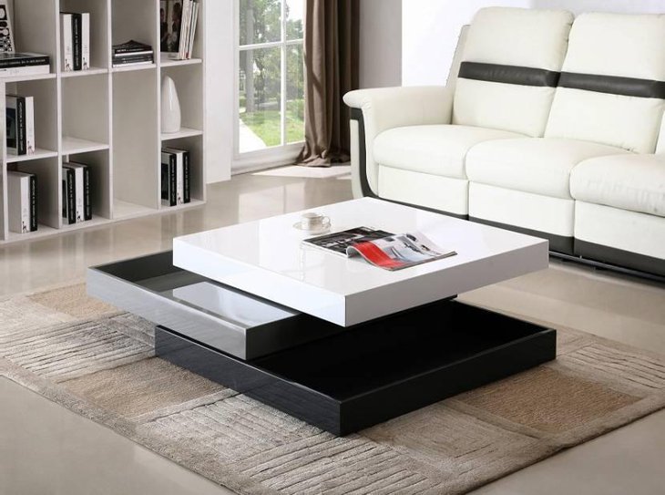 Black and White Rotating Coffee Table