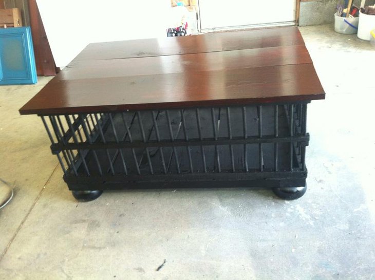 Black Painted Chicken Crate DIY Coffee Table