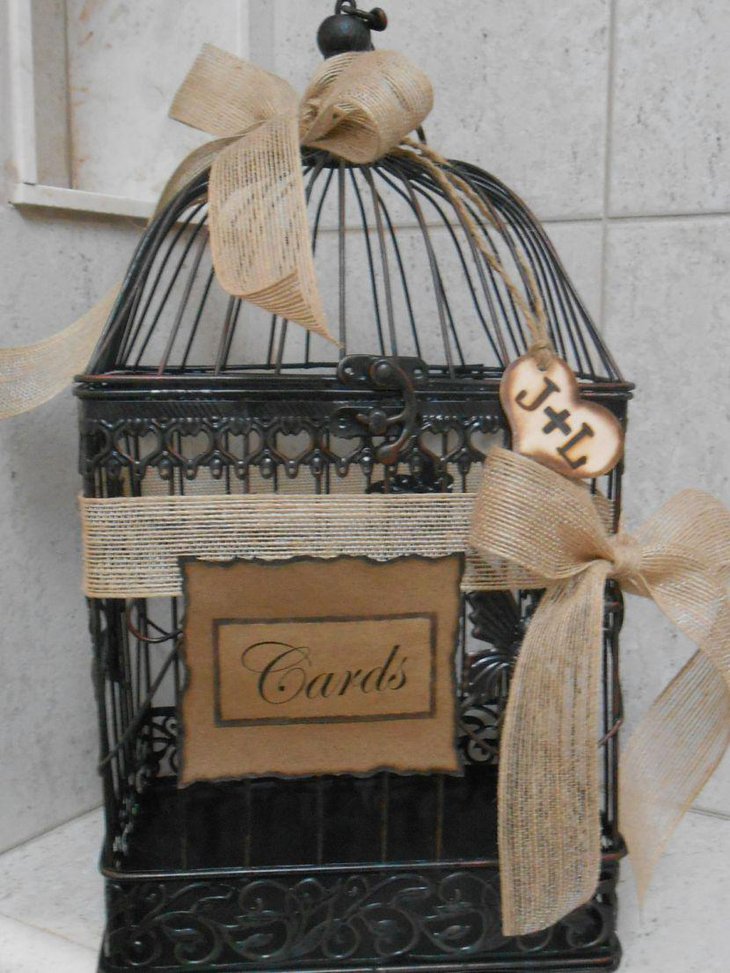 Black Rustic Birdcage Card Holder Wedding Table Centerpiece
