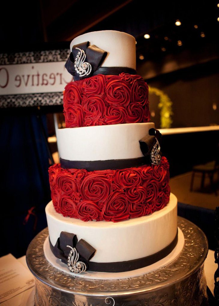 Black White And Red Wedding Cake