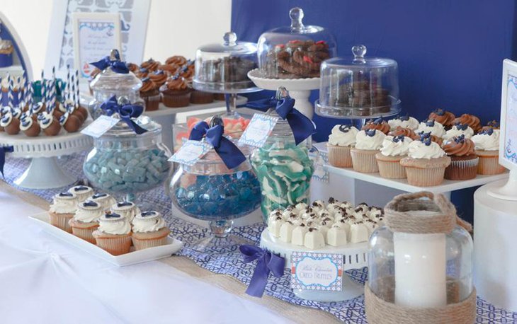 Blue and White Table Decor for Bridal Shower