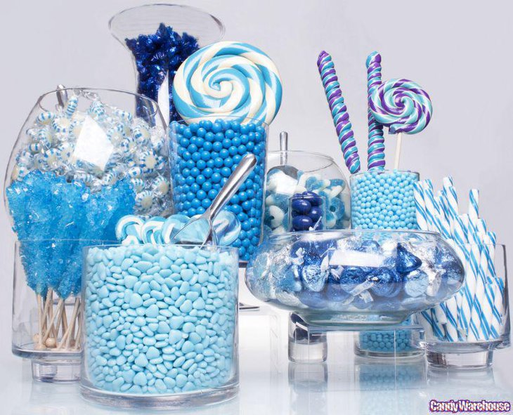 Blue candy table for office party