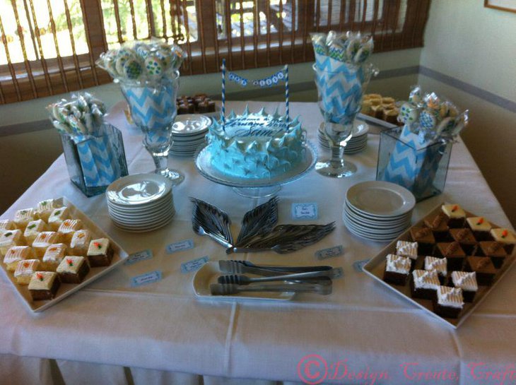 Blue Christening candy table