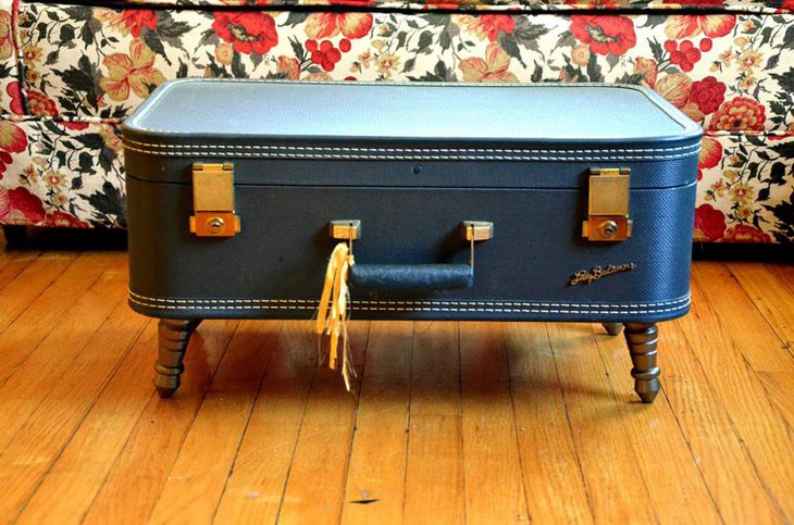 Blue Classy DIY Suitcase Coffee Table