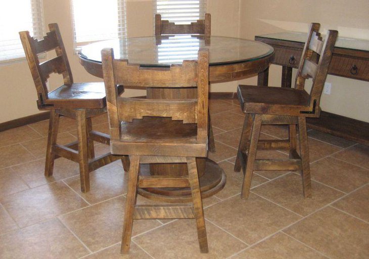 Brown rustic dining table design