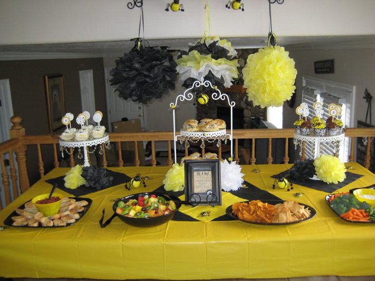 Bumble Bee Themed Baby Shower Buffet Table