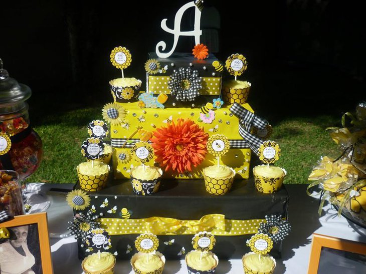 Bumble Bee Themed Baby Shower Dessert Table