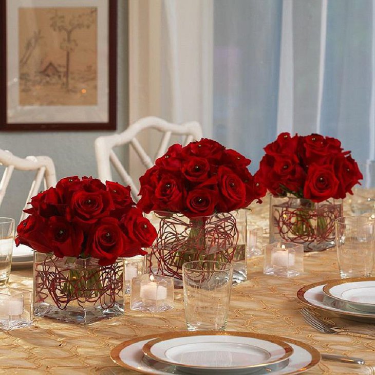 Bunches Of Roses for Valentine Table Setting