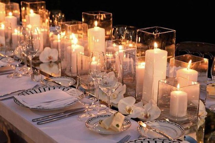 Candle Filled Hurricane Vases Table Centerpieces For Wedding