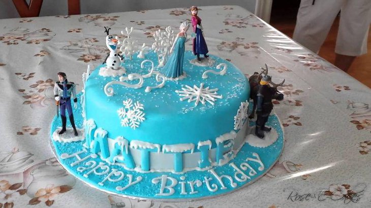 Charming Disneys Frozen themed birthday cake for girls