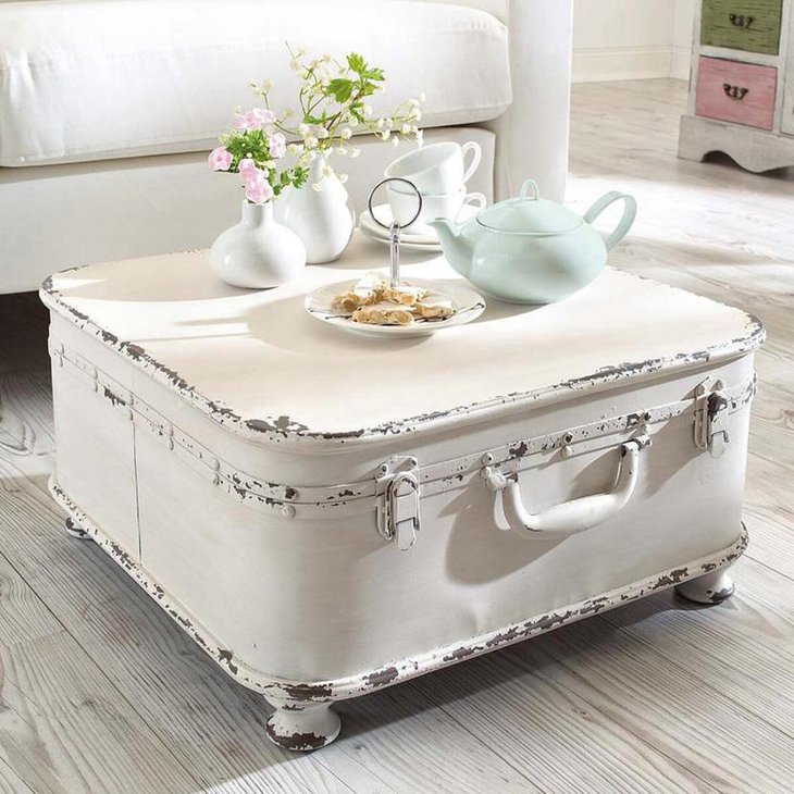 Chic White DIY Suitcase Coffee Table