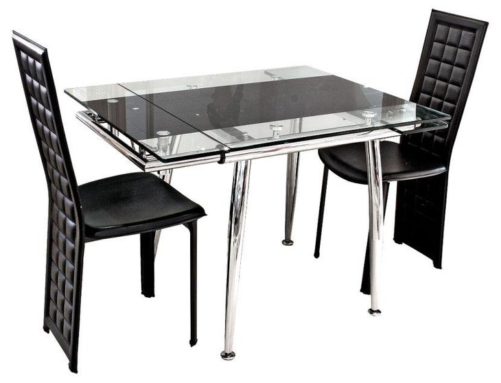 Chrome Rectangular Expandable Dining Table With Futuristic Design