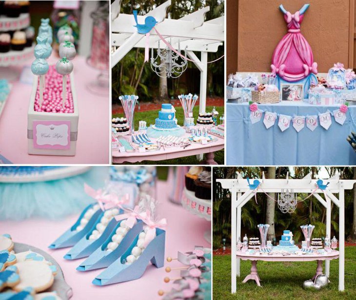 Cindrella princess themed birthday table decor