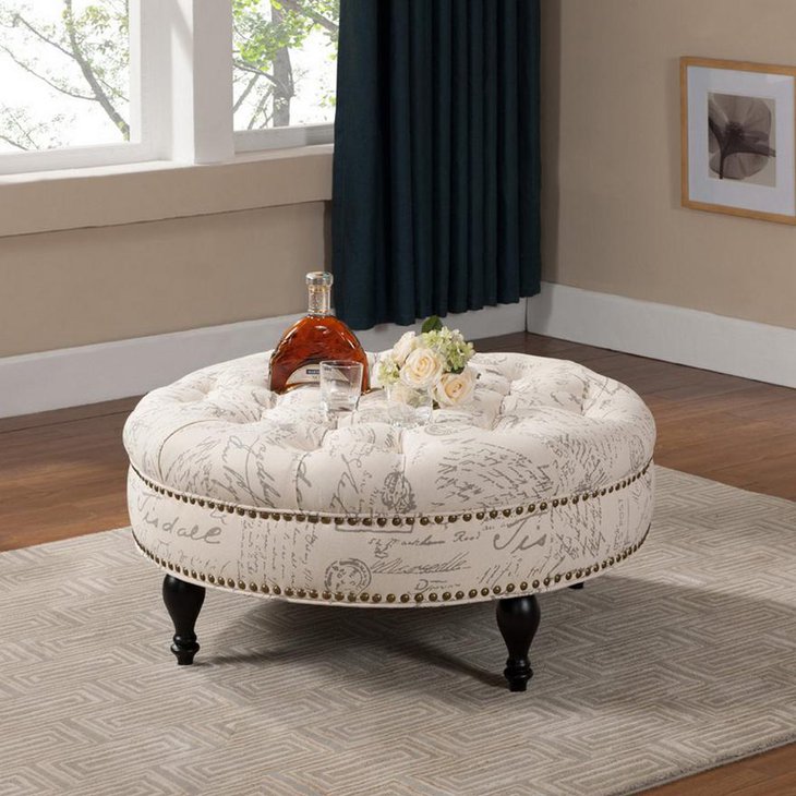 Classy Round Coffee Table and Ottoman