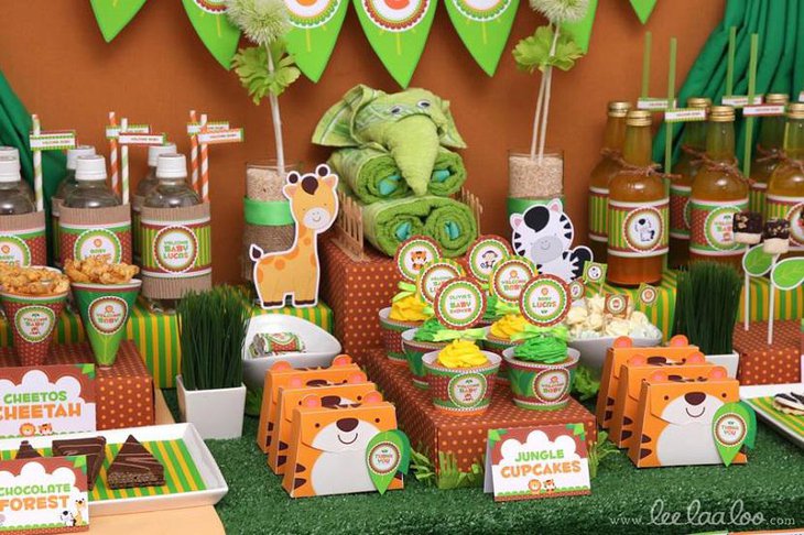 Colorful Animals Jungle Spring Baby Shower Themes for Boys