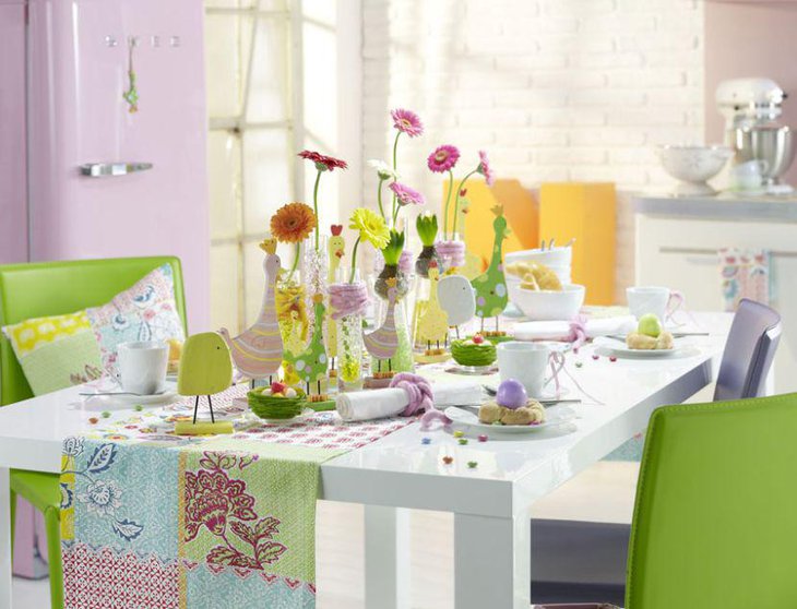 Colourful breakfast table embellished with gorgeous flowers