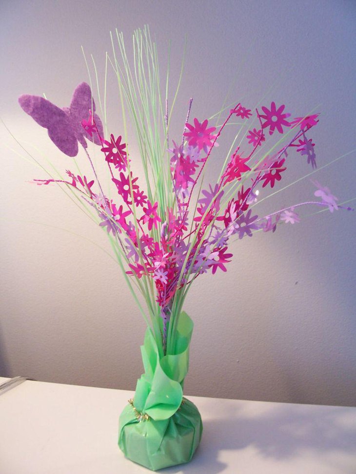 Colourful butterfly baby shower table centerpiece