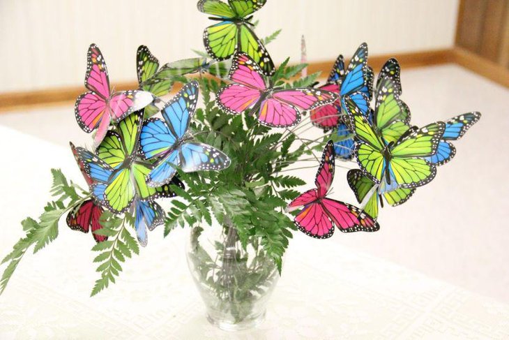 Colourful jar butterfly baby shower centerpiece