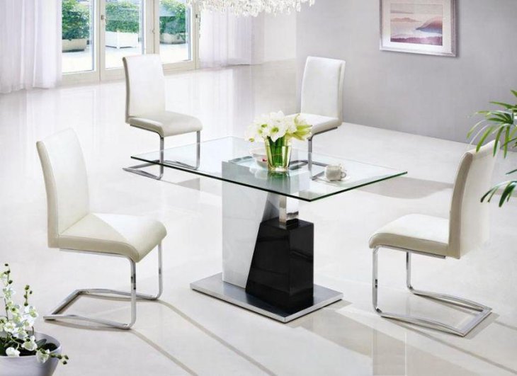 Contemporary glass top dining table