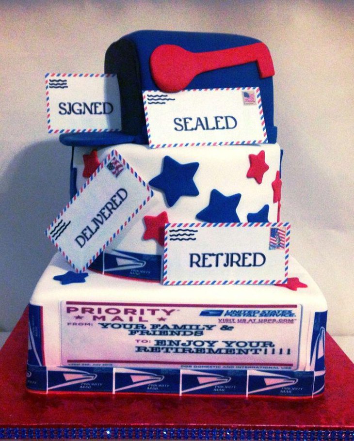 Customised retirement cake for party table